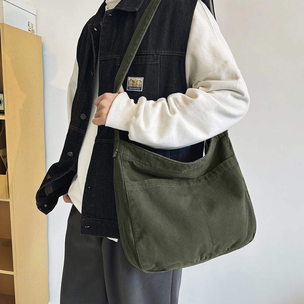 5770 Canvas Tote Bag Large Hobo Crossbody Handbags Casual Shoulder Purse - Picture 2 of 7